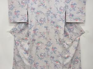 草花模様　小紋着物